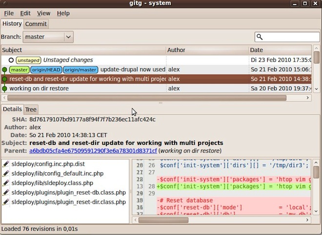 gitg unter Ubuntu/Linux
