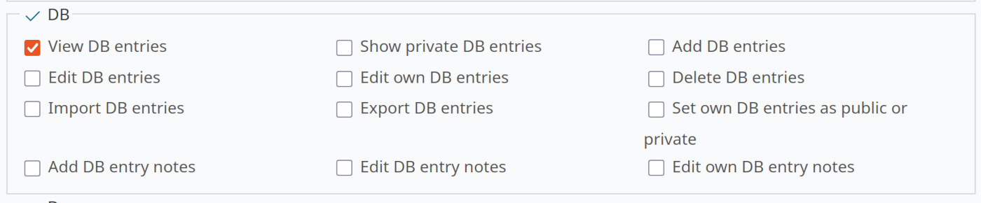 Test case DB permissions