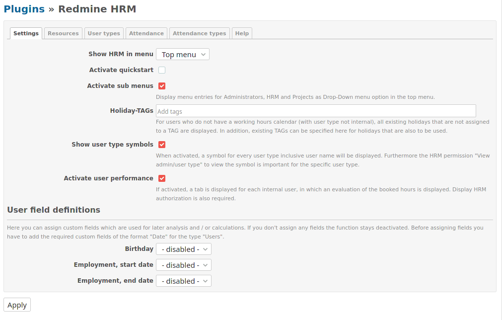 Redmine HRM Plugin v3.0.1