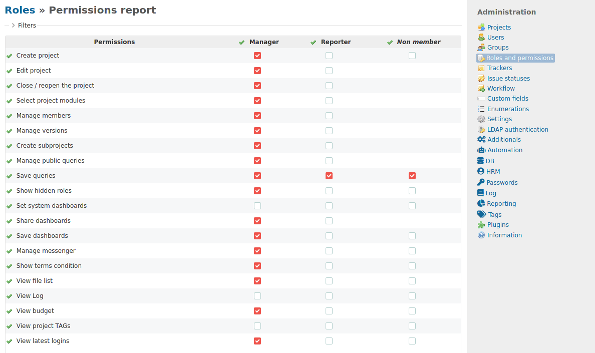Redmine Reporting Project TAGs