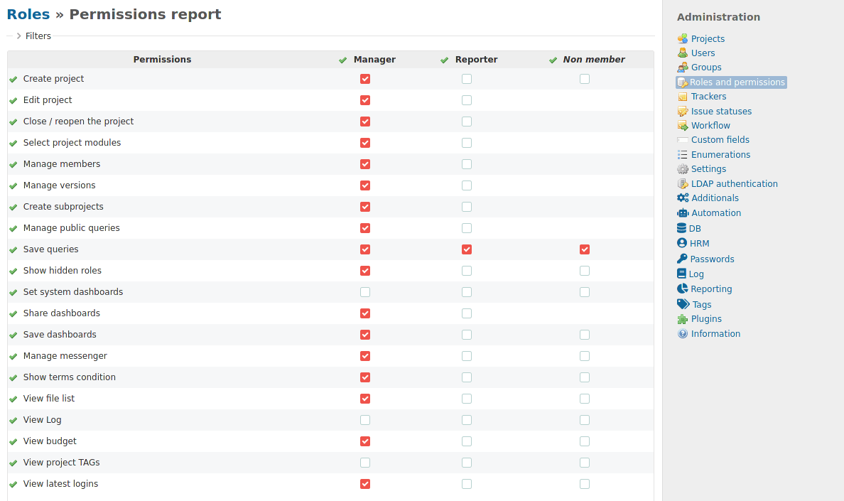 Redmine Reporting Projekt TAGs