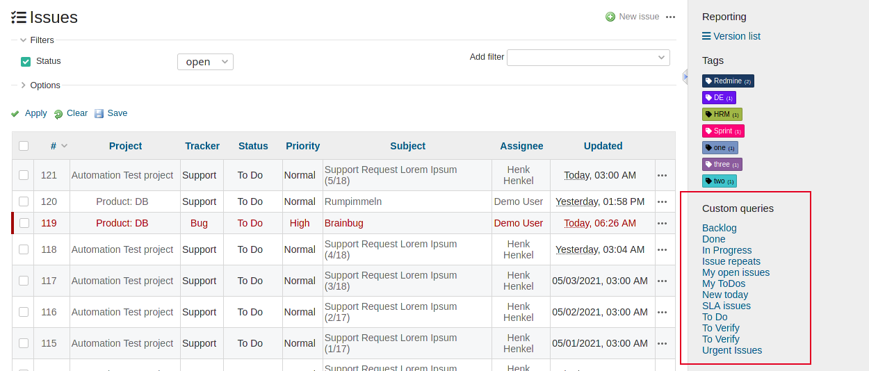 Redmine Reporting Plugin