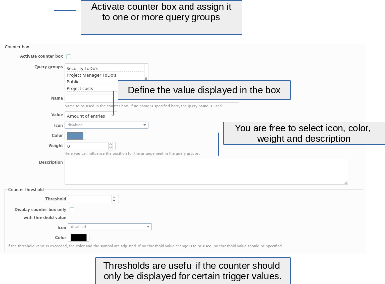 Project controlling with Redmine Reporting counter boxes