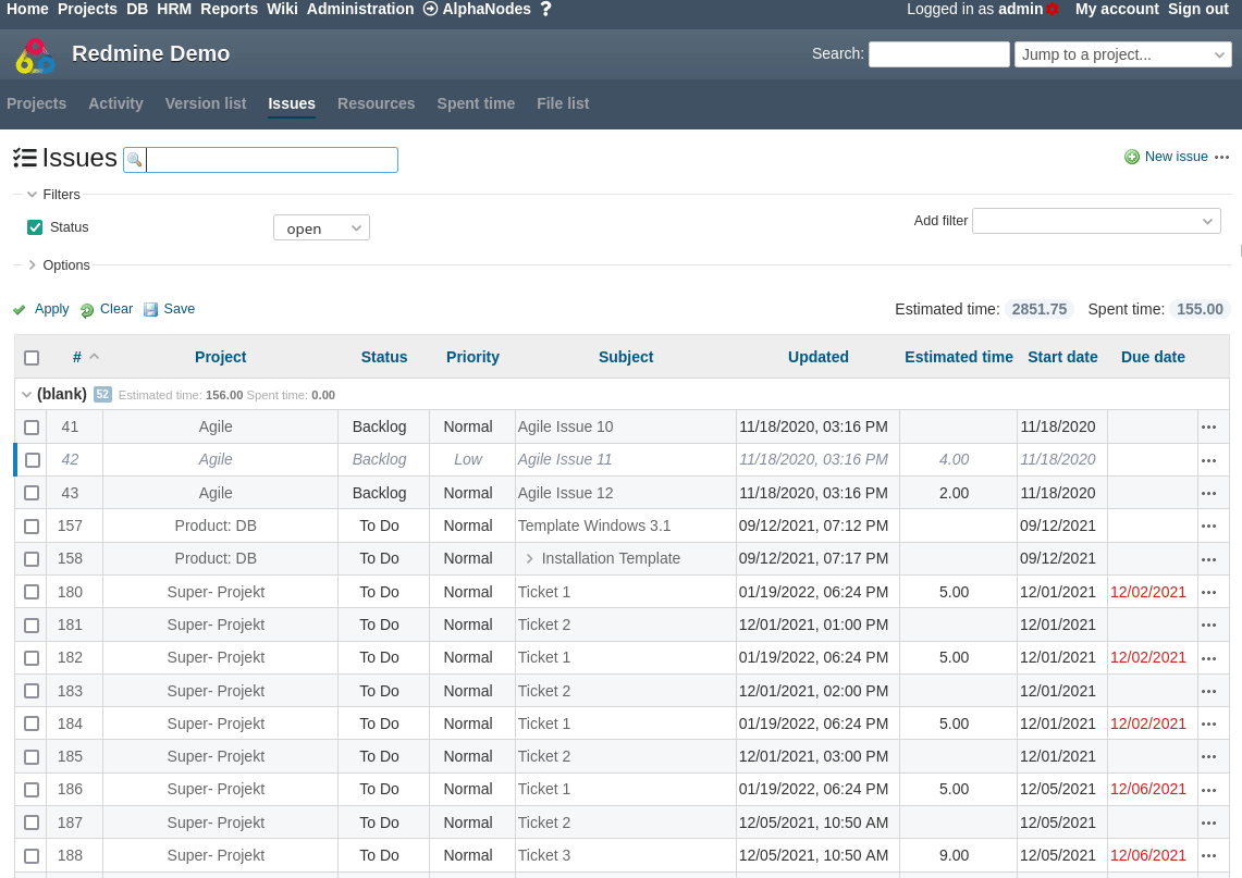 Redmine HRM Plugin Resource planning view