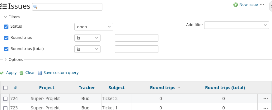 Redmine Reporting round trips