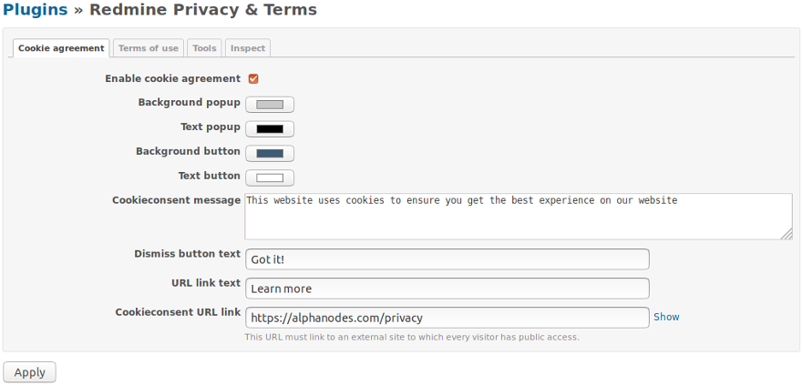 Plugin Cookie consent